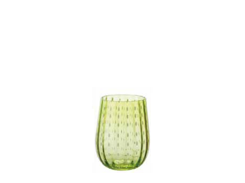 Bicchiere Acqua Verde 40 cl Gocce Soffiata a Bocca 8.3×10 cm 6 pz.-Morini