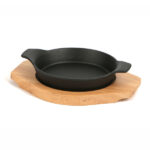 Professional Think - Tegame tondo due manici in Ghisa con vassoio in legno 15 cm