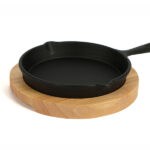 Professional Think - Casseruola tonda un manico Ghisa con vassoio in legno 14 cm