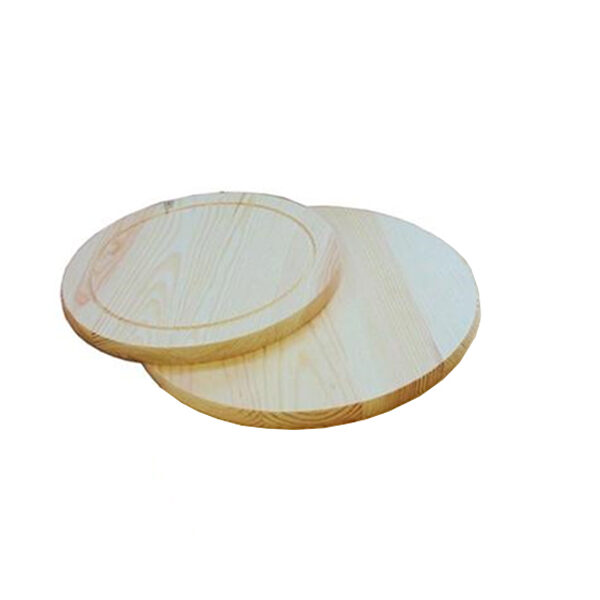 Taglieri rotondi con manico in legno massello abete, con manico spessore 1,8 cm