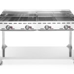 Fuoco verde con 4 bruciatori, HENDI, Profi Line, con base su ruote, Grigio chiaro, 22kW, 1400x612x(H)825mm