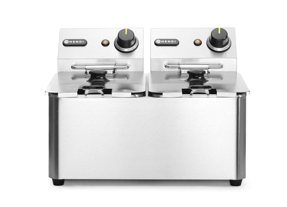 205846_OBW_2022 Friggitrice profonda 2x4 L, HENDI, Kitchen Line, 8L, 230V/6000W, 470x380x(H)315mm - immagine 1