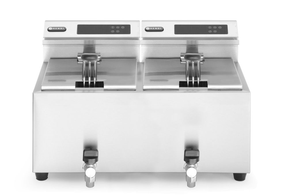 207376_2021 Friggitrice Profi Line digitale con rubinetti di scarico - 2 x 8 l, HENDI, Profi Line, 16L, 230V/7000W, 605x515x(H)350mm - immagine 1