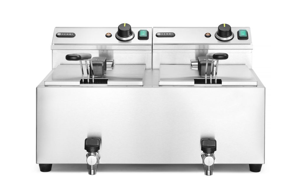 209301_OBW_2022_03_IMGP8926 Friggitrice Profi Line con rubinetti di scarico - 2 x 8 l, HENDI, Profi Line, 16L, 230V/7000W, 610x515x(H)369mm - immagine 1