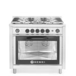 Cucina a gas - 5 bruciatori con forno elettrico, HENDI, Kitchen Line, Argento, 230V/2900W, 14,3kW, 900x653x(H)900mm