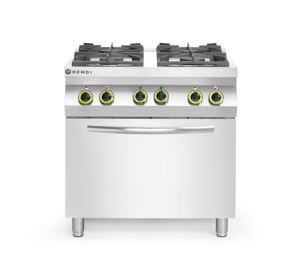 225882_OBW_2025_01_IMGP9386 Fornello a gas a 4 fuochi con forno a convezione GN 1/1, HENDI, Kitchen Line, 230V/3000W, 19kW, 800x722x(H)900mm - immagine 1