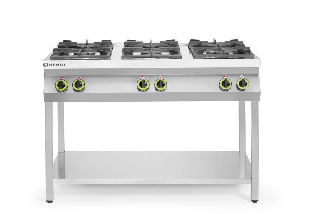 226094_OBW_2025_01_IMGP9428 Cucina a gas a 6 fuochi con supporto aperto, HENDI, Kitchen Line, 28,5kW, 1200x700x(H)900mm - immagine 1
