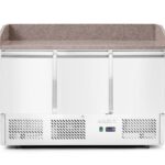 Banco da pizza con tre porte e vetrinetta refrigerata 380+40L, Arktic, 254L, 230V/400W, 1400x700x(H)1491mm