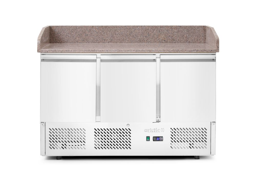 232033_OBW_2026_01_IMGP5432 Banco da pizza con tre porte e vetrinetta refrigerata 380+40L, Arktic, 254L, 230V/400W, 1400x700x(H)1491mm - immagine 1
