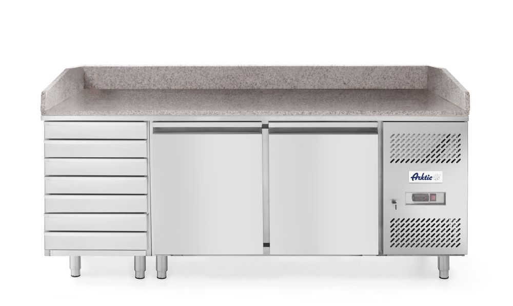 232842_2018 Banco pizza a 2 porte 7 cassetti 280L, Arktic, 250L, 230V/250W, 2020x802x(H)1000mm - immagine 1