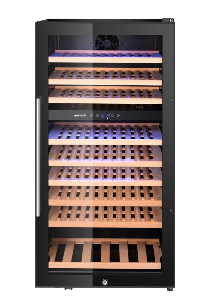 237113_01 Frigorifero per vini, 2 zone, 91 bottiglie, Arktic, 230L, Nero, 569x595x(H)1215mm - immagine 1