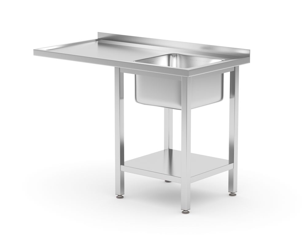 237526 Tavolo con lavello, vano lavastoviglie e ripiano, HENDI, destro, 1200x700x(H)850mm - immagine 1