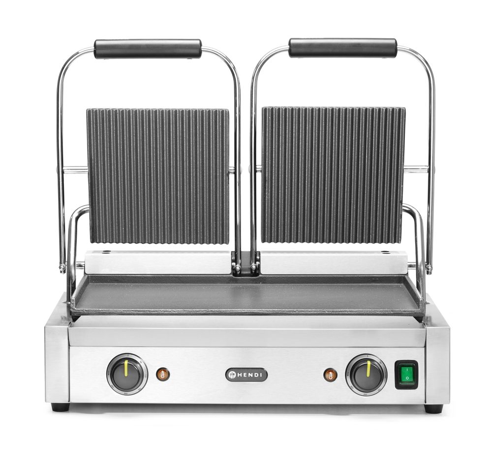 263808_OBW_2022_04_IMGP0377 Piastra panini - versione doppia, HENDI, sopra rigata e sotto liscia, 230V/3600W, 570x375x(H)216mm - immagine 1