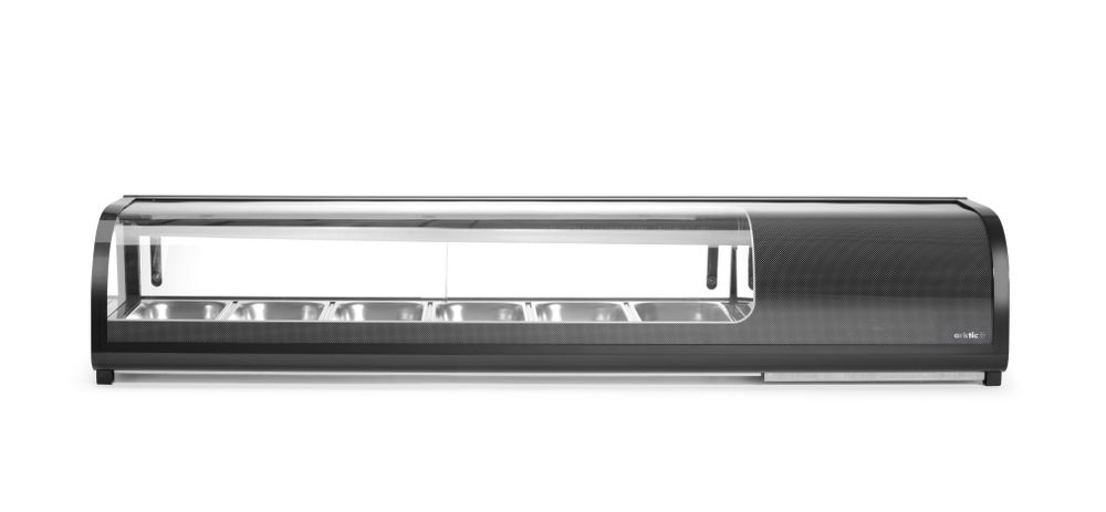 274088_OBW_2025_02_IMGP4048logo Vetrina refrigerata sushi, Arktic, Contenitori inclusi: 6x GN 1/3 (H) 40 mm., GN 1/3, Nero, 230V/190W, 1529x426x(H)296mm - immagine 1