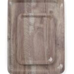 Vassoio da servizio in melamina con stampa tipo legno, AmerBox, Legno scuro, 370x530mm