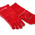 Guanti resistenti al calore, in vera pelle, HENDI, Rosso, (L)mm