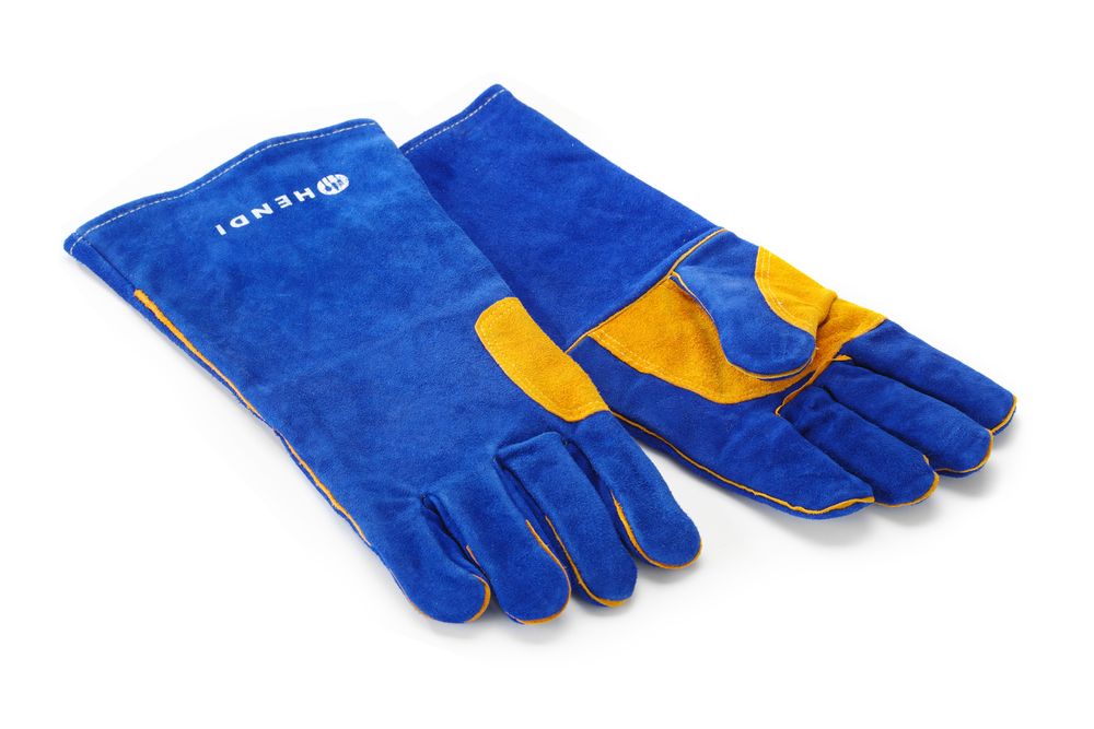 556597_OBW_2025_02_IMGP8960 Guanti resistenti al calore, in vera pelle, HENDI, Blu, (L)410mm - immagine 1