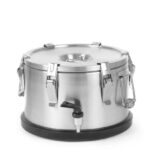Contenitore portatile isolato – con rubinetto, HENDI, Profi Line, 10L, Argento, ⌀330x(H)220mm