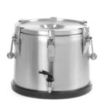 Contenitore portatile isolato – con rubinetto, HENDI, Profi Line, 15L, Argento, ⌀330x(H)280mm