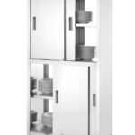 Armadio passante con divisorio e porte scorrevoli - bullonato, HENDI, Kitchen Line, 800x500x(H)1800mm