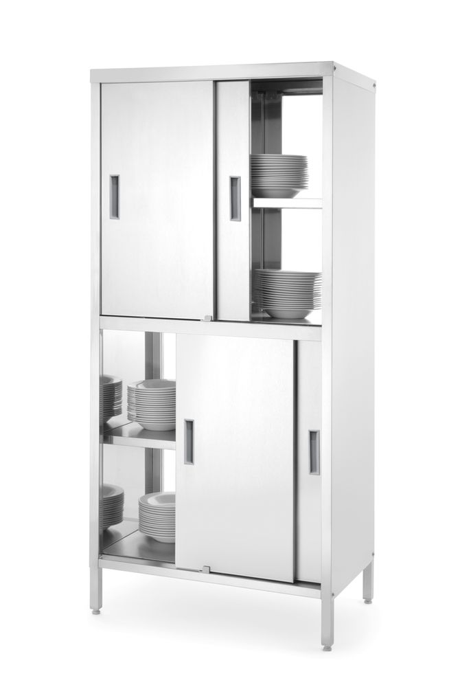 811108_HENDI_2025-26 Armadio passante con divisorio e porte scorrevoli - bullonato, HENDI, Kitchen Line, 800x500x(H)1800mm - immagine 1