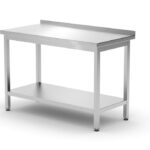 Tavolo a parete con ripiano – bullonato, profondità 600 mm, HENDI, Profi Line, 1200x600x(H)850mm