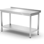 Tavolo a parete con ripiano – bullonato, profondità 600 mm, HENDI, Profi Line, 1400x600x(H)850mm
