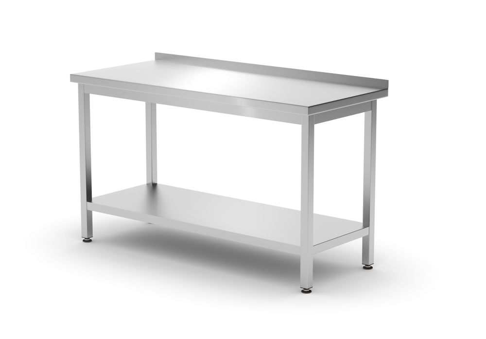 811481_2024 Tavolo a parete con ripiano – bullonato, profondità 600 mm, HENDI, Profi Line, 1400x600x(H)850mm - immagine 1