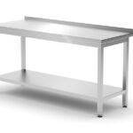 Tavolo a parete con ripiano – bullonato, profondità 600 mm, HENDI, Profi Line, 1600x600x(H)850mm