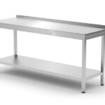 Tavolo a parete con ripiano – bullonato, profondità 600 mm, HENDI, Profi Line, 1800x600x(H)850mm