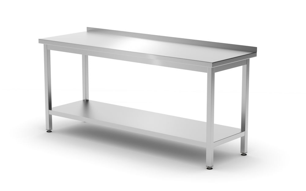 811504_2024 Tavolo a parete con ripiano – bullonato, profondità 600 mm, HENDI, Profi Line, 1800x600x(H)850mm - immagine 1