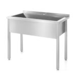 Tavolo con vasca di lavaggio singola – saldato, HENDI, Profi Line, 800x600x(H)850mm