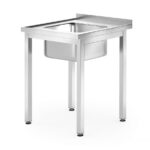 Tavolo con lavello – imbullonato, profondità 600 mm, HENDI, Profi Line, Lavello al centro, 600x600x(H)850mm