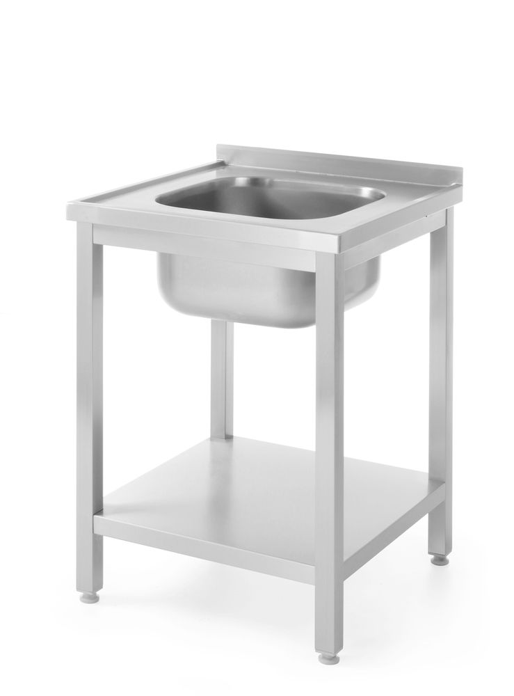 811856_2025 Tavolo lavello con ripiano – bullonato, profondità 600 mm, HENDI, Profi Line, Centrato, 600x600x(H)850mm - immagine 1