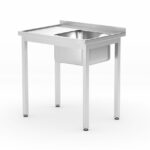 Tavolo lavello con ripiano – bullonato, profondità 600 mm, HENDI, Profi Line, Lato destro, 800x600x(H)850mm