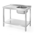 Tavolo lavello con ripiano – bullonato, profondità 600 mm, HENDI, Profi Line, lato destro, 1000x600x(H)850mm