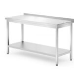 Tavolo a parete con ripiano - bullonato, profondità 700 mm, HENDI, Profi Line, 1400x700x(H)850mm