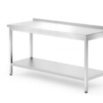 Tavolo a parete con ripiano - bullonato, profondità 700 mm, HENDI, Profi Line, 1600x700x(H)850mm