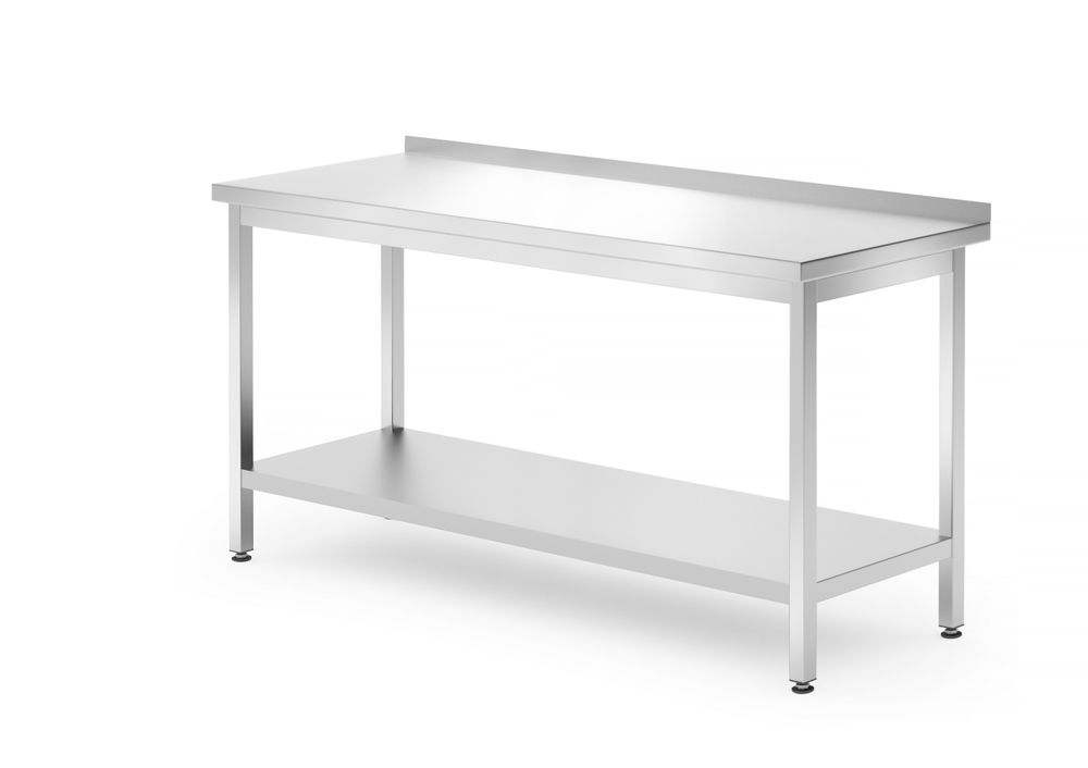 812754 Tavolo a parete con ripiano - bullonato, profondità 700 mm, HENDI, Profi Line, 1600x700x(H)850mm - immagine 1