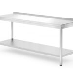 Tavolo a parete con ripiano - bullonato, profondità 700 mm, HENDI, Profi Line, 1800x700x(H)850mm