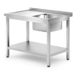 Tavolo con lavello con ripiano – bullonato, profondità 700 mm, HENDI, Profi Line, Destra, 1000x700x(H)850mm