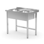 Tavolo con 2 lavandini – saldato, HENDI, Kitchen Line, 1000x600x(H)850mm