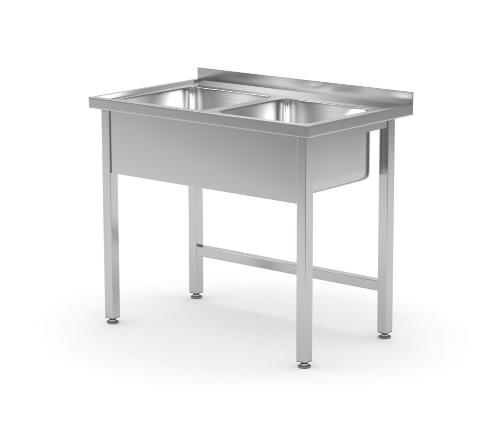 815007 Tavolo con 2 lavandini – saldato, HENDI, Kitchen Line, 1000x600x(H)850mm - immagine 1