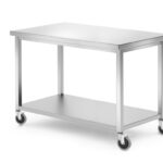 Tavolo mobile, con ripiano – avvitato, HENDI, Kitchen Line, 1200x600x(H)850mm