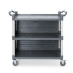 Carrello di servizio in polipropilene a 3 scaffali, grande, AmerBox, Include i pannelli laterali del ripiano, 1010x500x(H)960mm