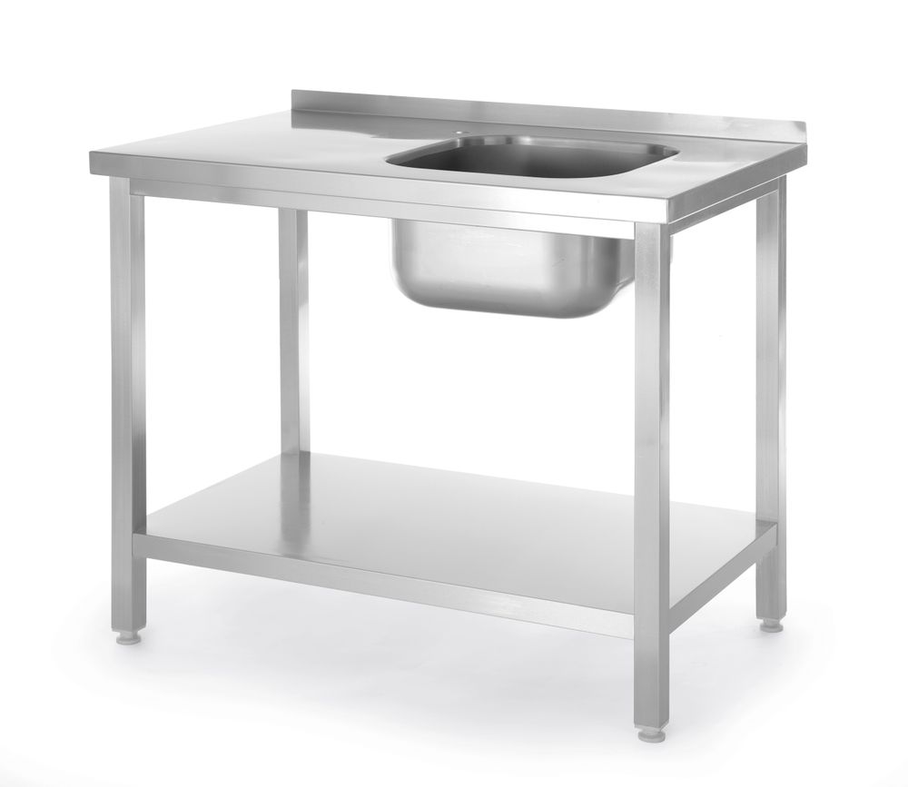 817025_2022 Tavolo lavello con ripiano, imbullonato, HENDI, Kitchen Line, 1000x600x(H)850mm - immagine 1
