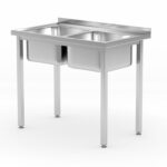 Tavolo con 2 lavandini - imbullonato, HENDI, Kitchen Line, 1000x600x(H)850mm