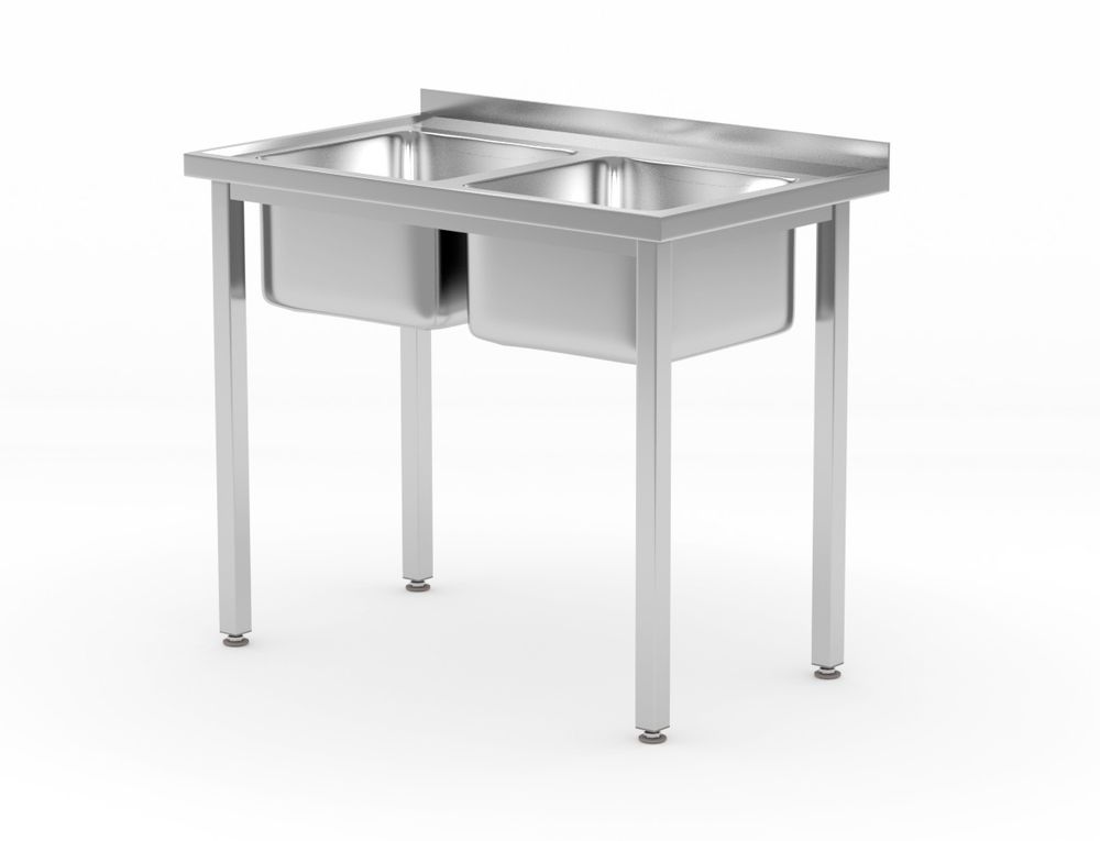817049 Tavolo con 2 lavandini - imbullonato, HENDI, Kitchen Line, 1000x600x(H)850mm - immagine 1