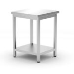 Tavolo centrale con ripiano – bullonato, profondità 600 mm, HENDI, Kitchen Line, 600x600x(H)850mm