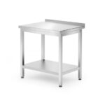 Tavolo a parete con ripiano – bullonato, profondità 600 mm, HENDI, Kitchen Line, 800x600x(H)850mm